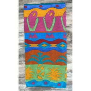90s Royal Terry Beach Towel Vintage Bright Vibrant Colors Parrot‎ Pineapple
